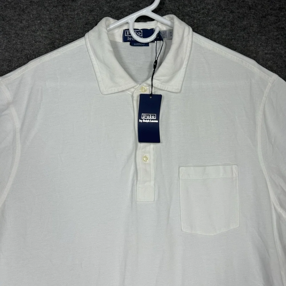 Polo Ralph Lauren Featherweight Mesh Polo Shirt Mens XL White Solid Short Sleeve